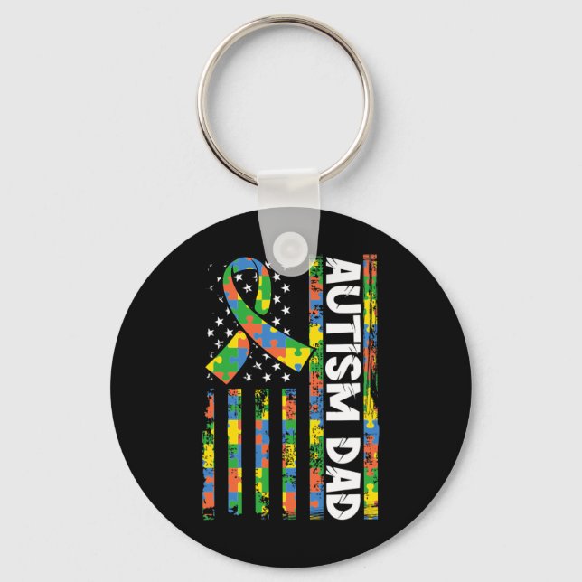Autism Dad Disabilities Month Disabilities Awarene Keychain (Front)