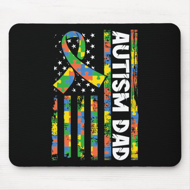 Autism Dad Disabilities Month Disabilities Awarene Mouse Pad (Front)