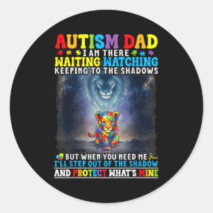 Autism Dad Lion Protector Support Love Autistic So Classic Round Sticker