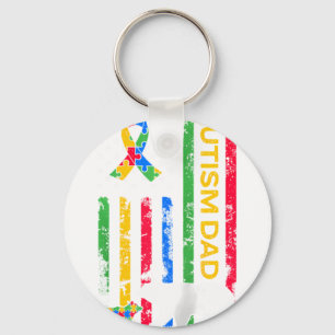 Autism Dad Patriotic - Usa Puzzle Ribbon Papa Bea Keychain