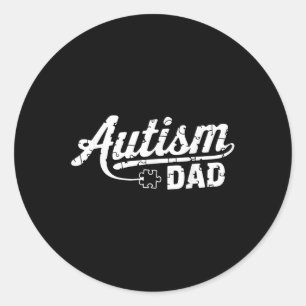 Autism Dad Puzzle Piece Awareness Acceptance Month Classic Round Sticker
