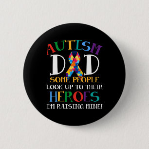 Autism Dad Puzzle Ribbon Son Is My Hero Autism Awa 2 Inch Round Button