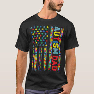 Autism Dad Puzzle US Flag Child Awareness Choose K T-Shirt