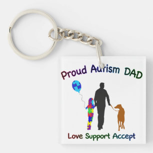 Autism Dad with Dog Keychain