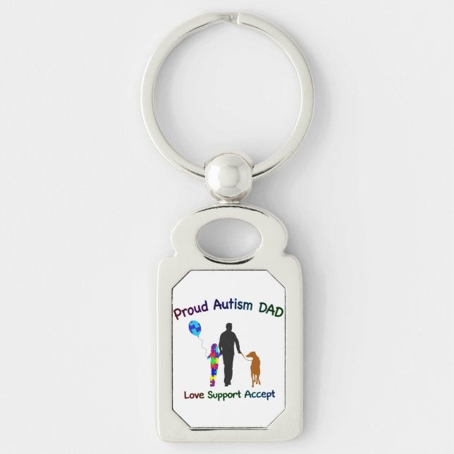 Autism Dad with Dog Keychain (Front)