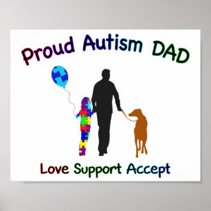 Autism Dad with Dog Poster