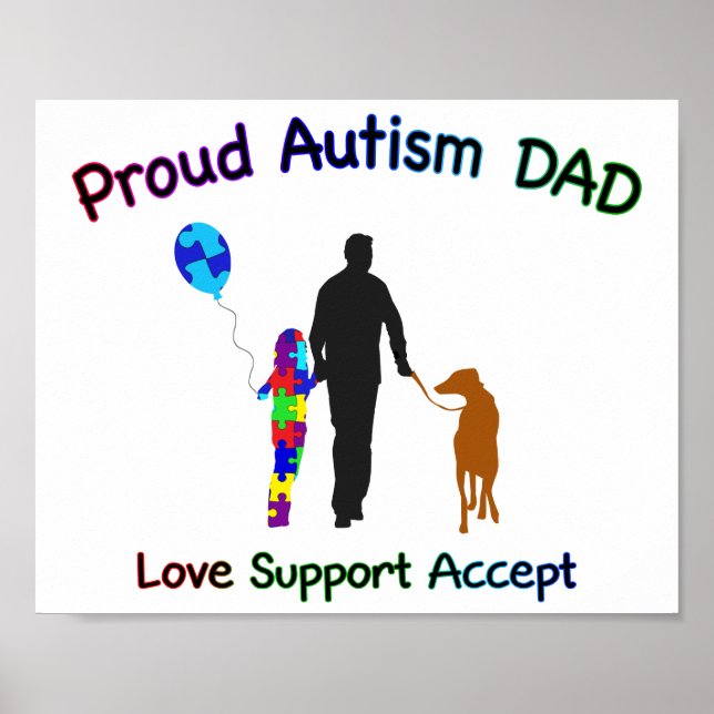 Autism Dad with Dog Poster (Front)