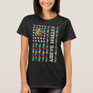 Autism Daddy American Flag Autism Awareness Raglan T-Shirt