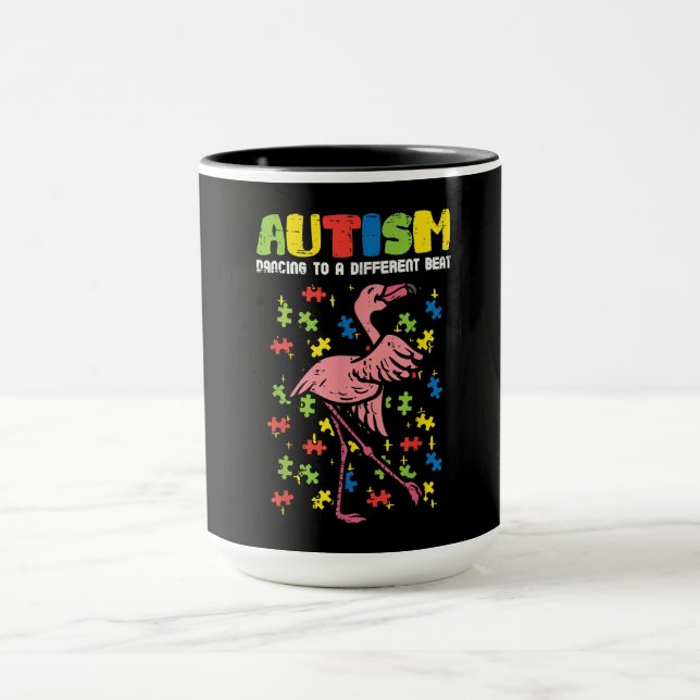 Autism Dancing Different Beat Flamingo Cute Mug (Center)