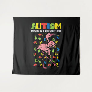 Autism Dancing Different Beat Flamingo Cute Tapestry