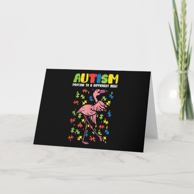 Autism Dancing Different Beat Flamingo Cute Thank You Card (Front)