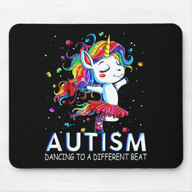 Autism Dancing To Be A Different Beat Unicorn  Mouse Pad (Front)
