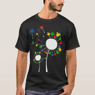 Autism-Dandelion Flower Puzzle Piece Autism Awaren T-Shirt
