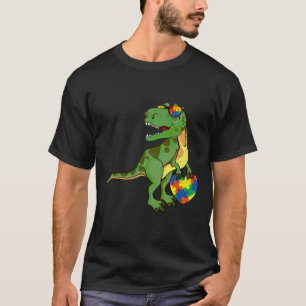 Autism Dinosaur Autism Awareness Dad Mom Teacher L T-Shirt