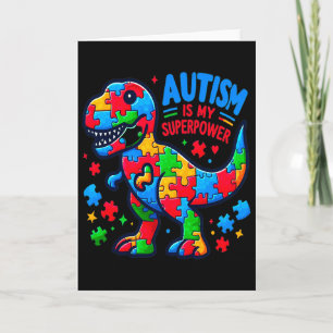 Autism - Dinosaur - Puzzle - Bow - Autism Is My Su Card