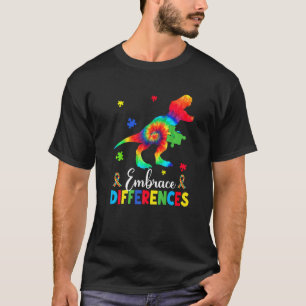 Autism Dinosaur Puzzle Piece Embrace Differences B T-Shirt
