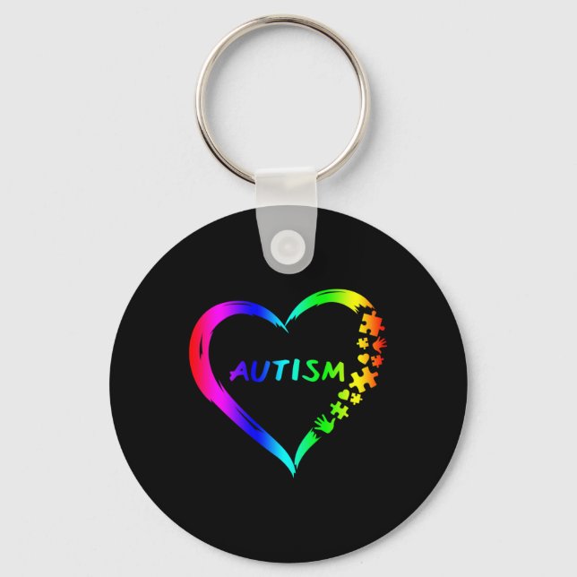 Autism Disabilities Awareness Month Support  Keychain (Front)