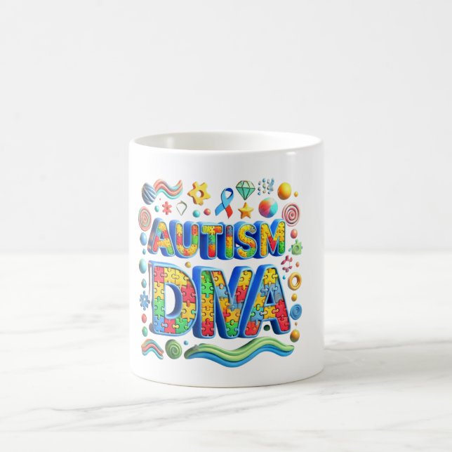 Autism Diva Classic Mug, 11 oz Coffee Mug (Center)