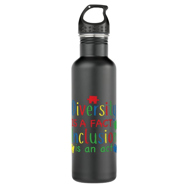 Autism Diversity Puzzle Print 710 Ml Water Bottle (Front)