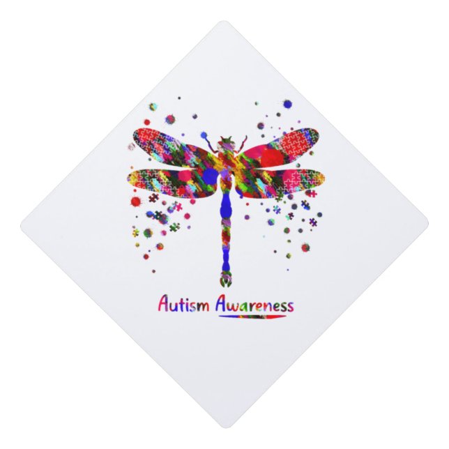 Autism Dragonfly Graduation Cap Topper (Front)