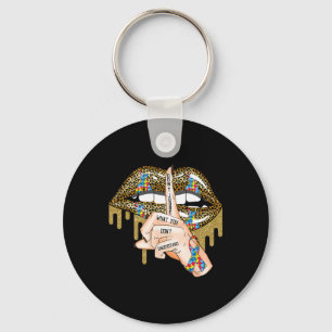 Autism Dripping Lips Puzzle Autism Awareness Women Keychain