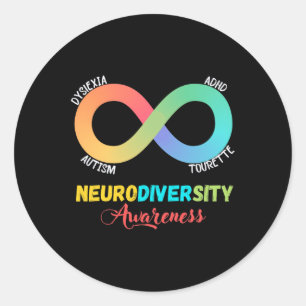Autism Dyslexia Tourette Neurodiversity Awareness  Classic Round Sticker