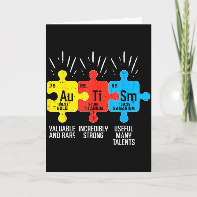 Autism Elements Periodic Table Awareness Asd Men W Card (Front)