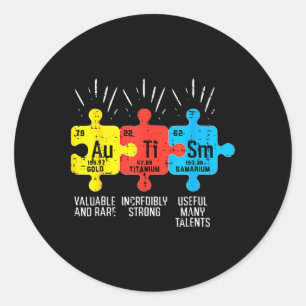 Autism Elements Periodic Table Awareness Asd Men W Classic Round Sticker