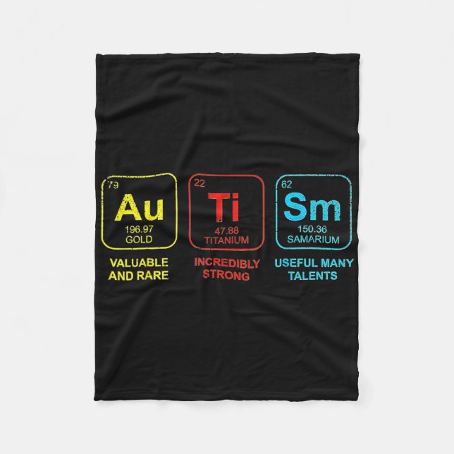 Autism Elements Periodic Table Awareness Asd Men W Fleece Blanket (Front)