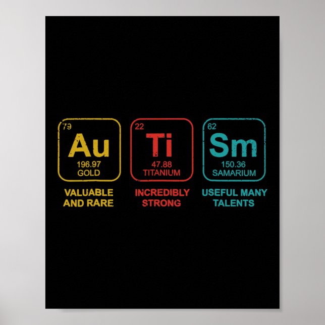 Autism Elements Periodic Table Awareness Asd Men W Poster (Front)
