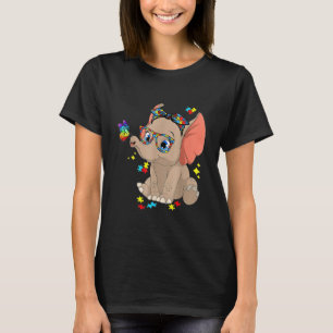 Autism Elephant Glasses Awareness Mom Kids Autism  T-Shirt