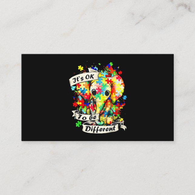 Autism Elephant Puzzle Its Ok To Be Different Mom  Business Card (Front)