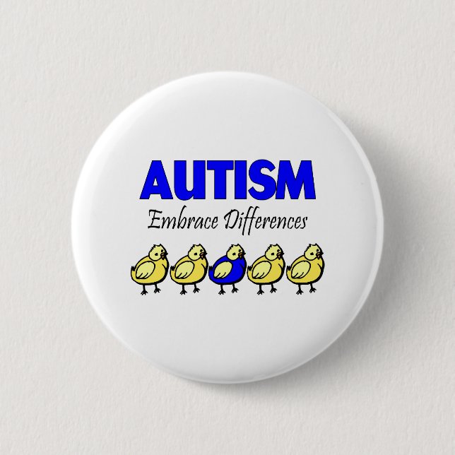 Autism Embrace Differences 2 Inch Round Button (Front)