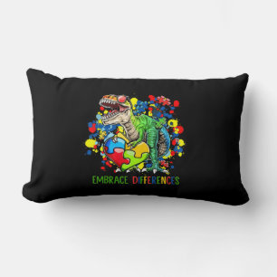 Autism Embrace Differences Dinosaur T-Rex Kids Cut Lumbar Pillow