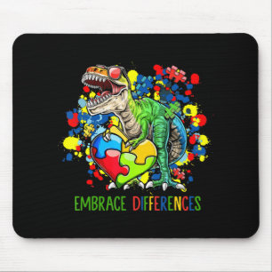 Autism Embrace Differences Dinosaur T-Rex Kids Cut Mouse Pad