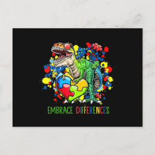 Autism Embrace Differences Dinosaur T-Rex Kids Cut Postcard