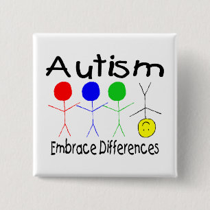 Autism Embrace Differences (People) 2 Inch Square Button