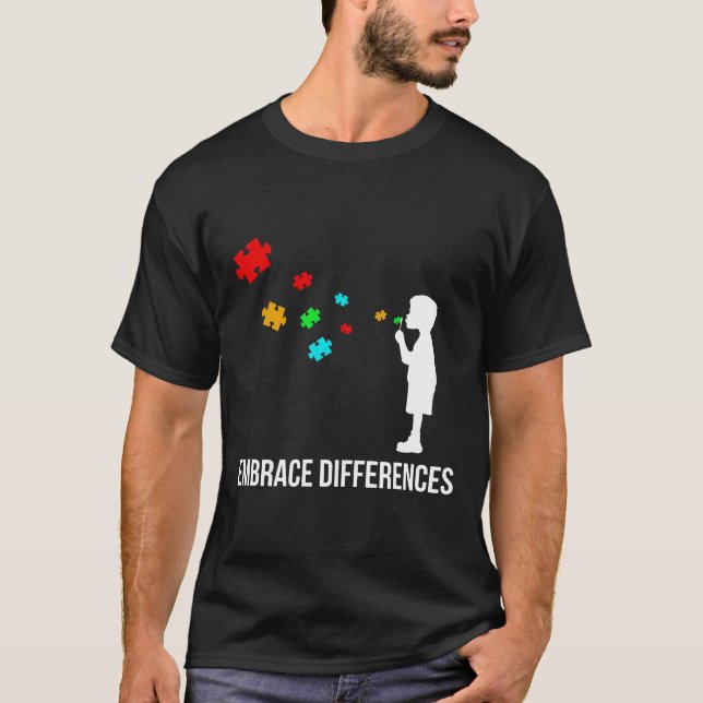Autism-Embrace Differences -Support Autism Awarene T-Shirt (Front)