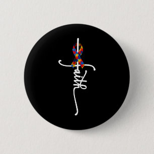 Autism Faith Cross Autism Autistic Gifts Autism Aw 2 Inch Round Button