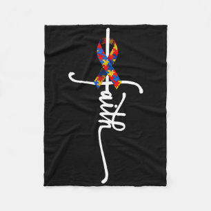 Autism Faith Cross Autism Autistic Gifts Autism Aw Fleece Blanket