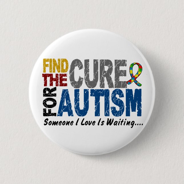 AUTISM Find The Cure 1 2 Inch Round Button (Front)
