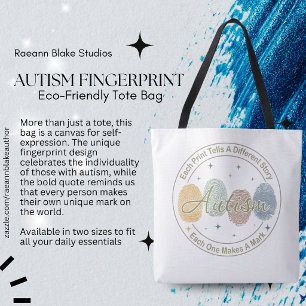 Autism Fingerprint/Quote Tote Bag