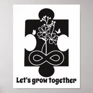 Autism Floral Puzzle Piece Special Education Teach Poster