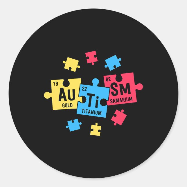 Autism For Teachers Sped Periodic Table Elements  Classic Round Sticker (Front)