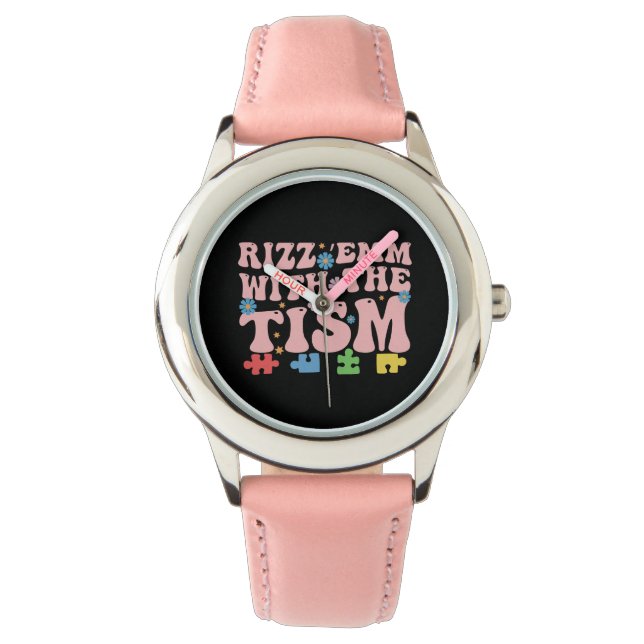 Autism Funny Rizz Em With The Tism Meme Autistic Watch (Front)