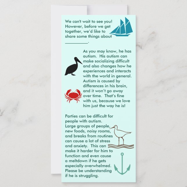 Autism Get Together Boy Flat Card (Front)