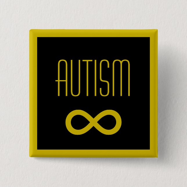 Autism golden infinity knapp 2 inch square button (Front)