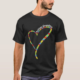 Autism Grandma Autism Awareness  Puzzle Piece Hear T-Shirt