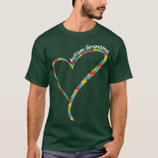 Autism Grandma Autism Awareness  Puzzle Piece Hear T-Shirt