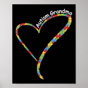 Autism Grandma Autism Awareness Puzzle Piece Heart Poster